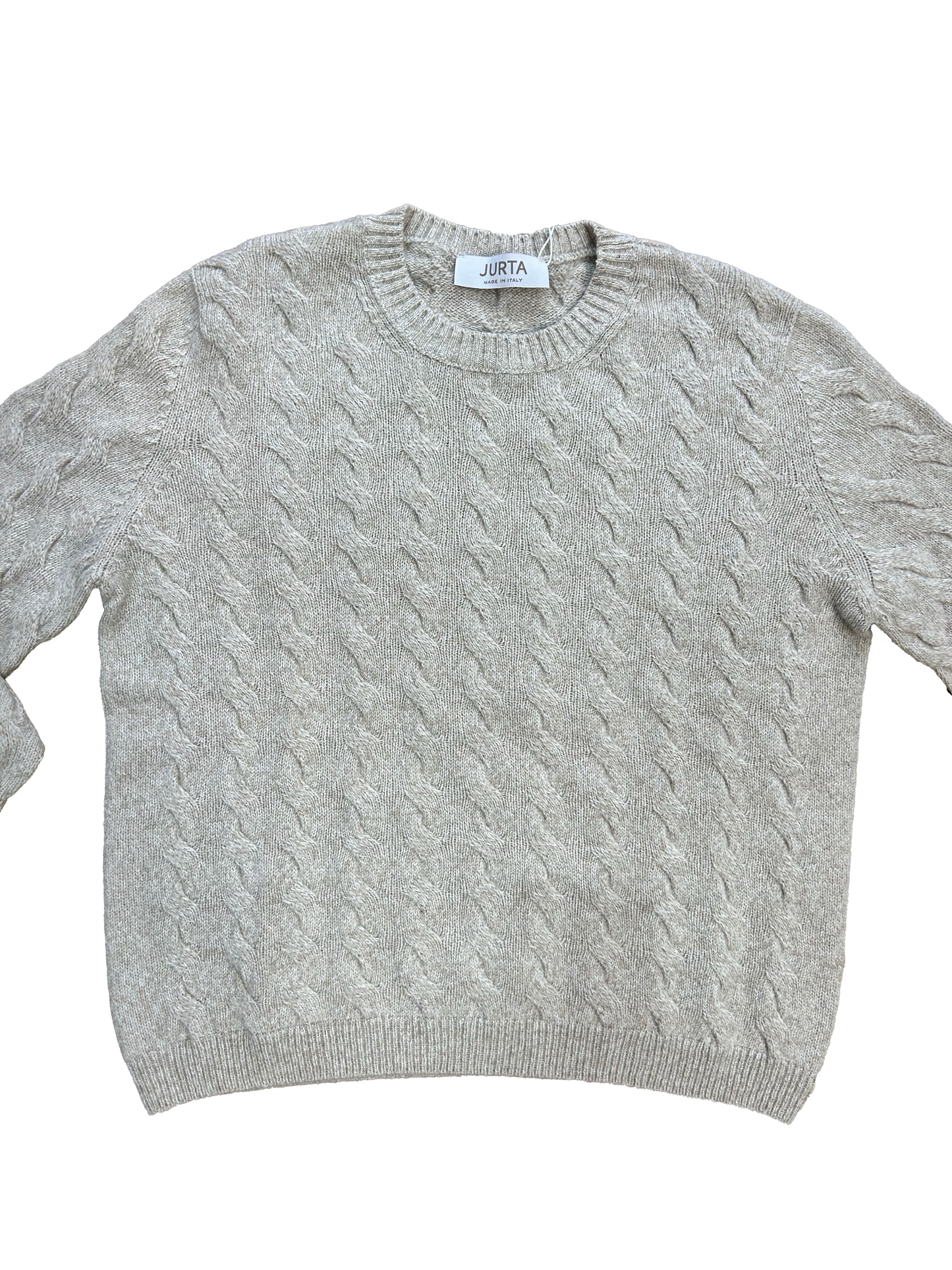 Maglioncino beige con trecce misto lana