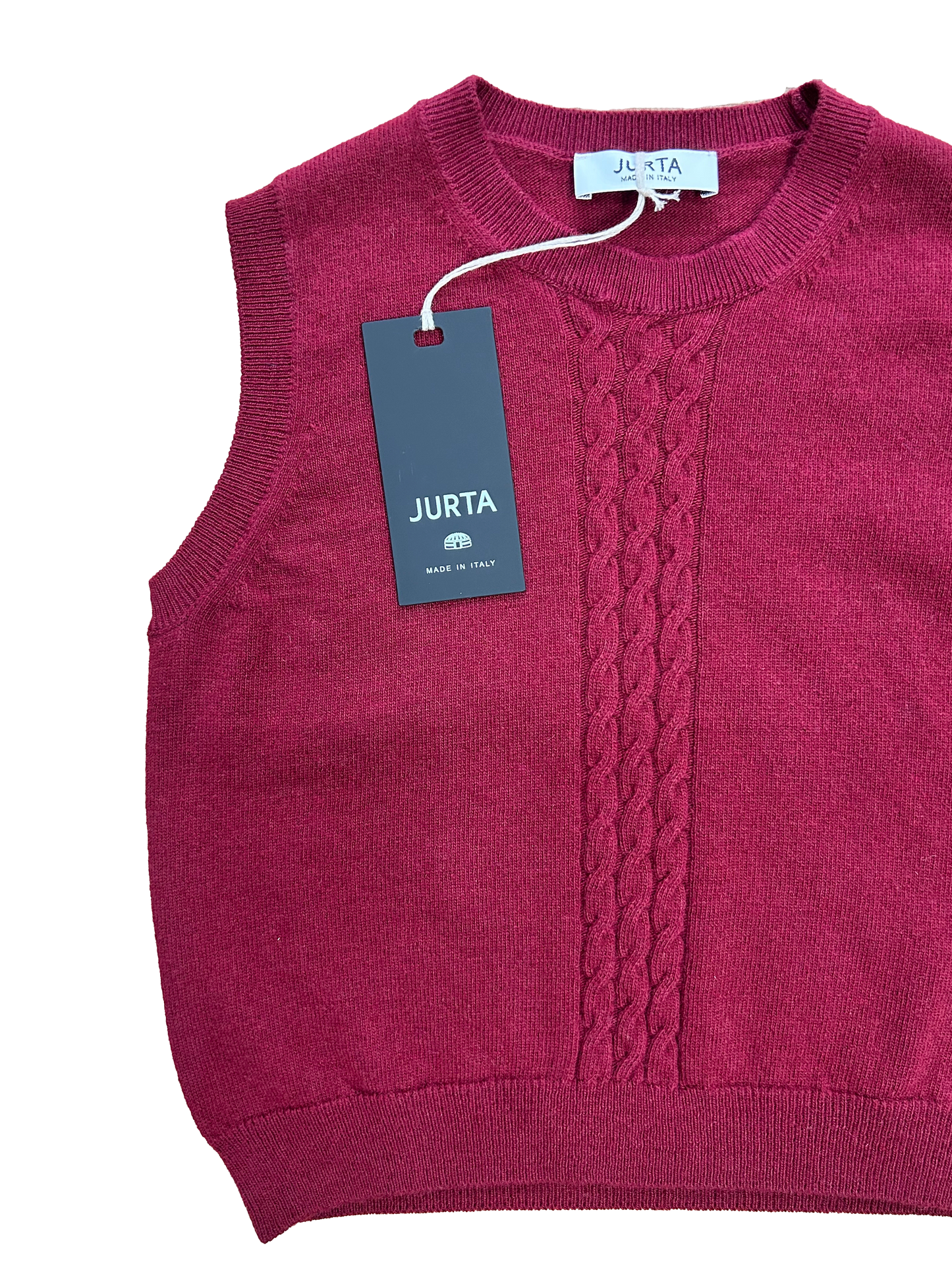 Gilet burgundy con trecce misto lana