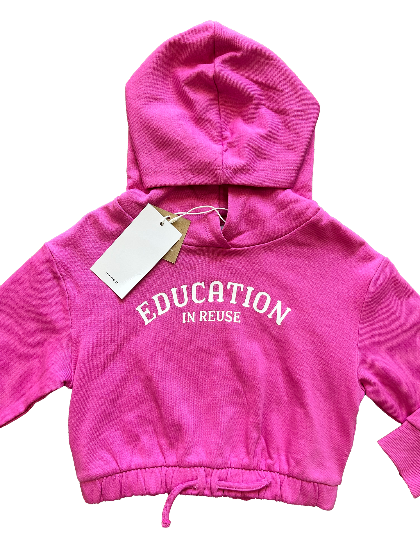 Felpa crop con cappuccio fucsia