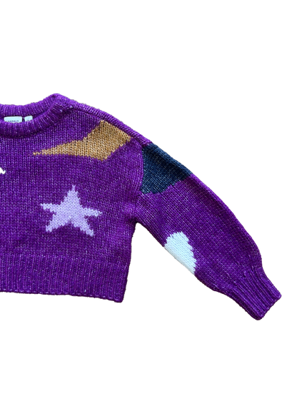 Maglioncino crop fantasia viola