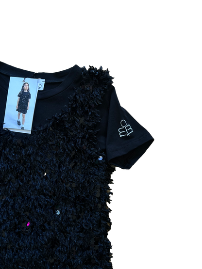 Abitino nero piume e pailettes