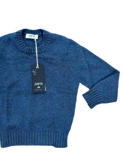 Maglioncino Jurta girocollo blu tweed lana merino e cachemire