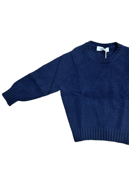 Maglioncino Jurta girocollo blu lana merino e cachemire