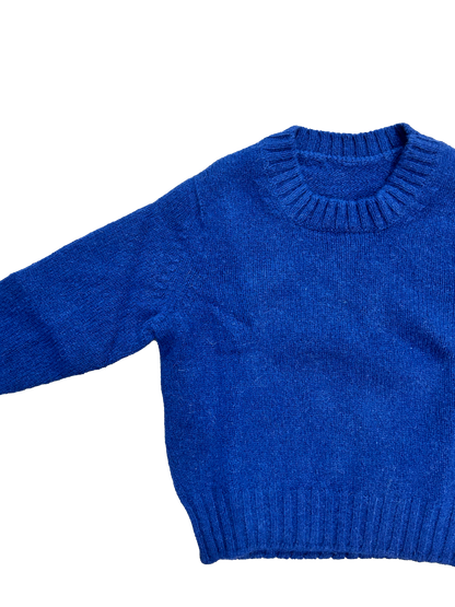 Maglioncino Jurta girocollo blu navy lana merino e cachemire
