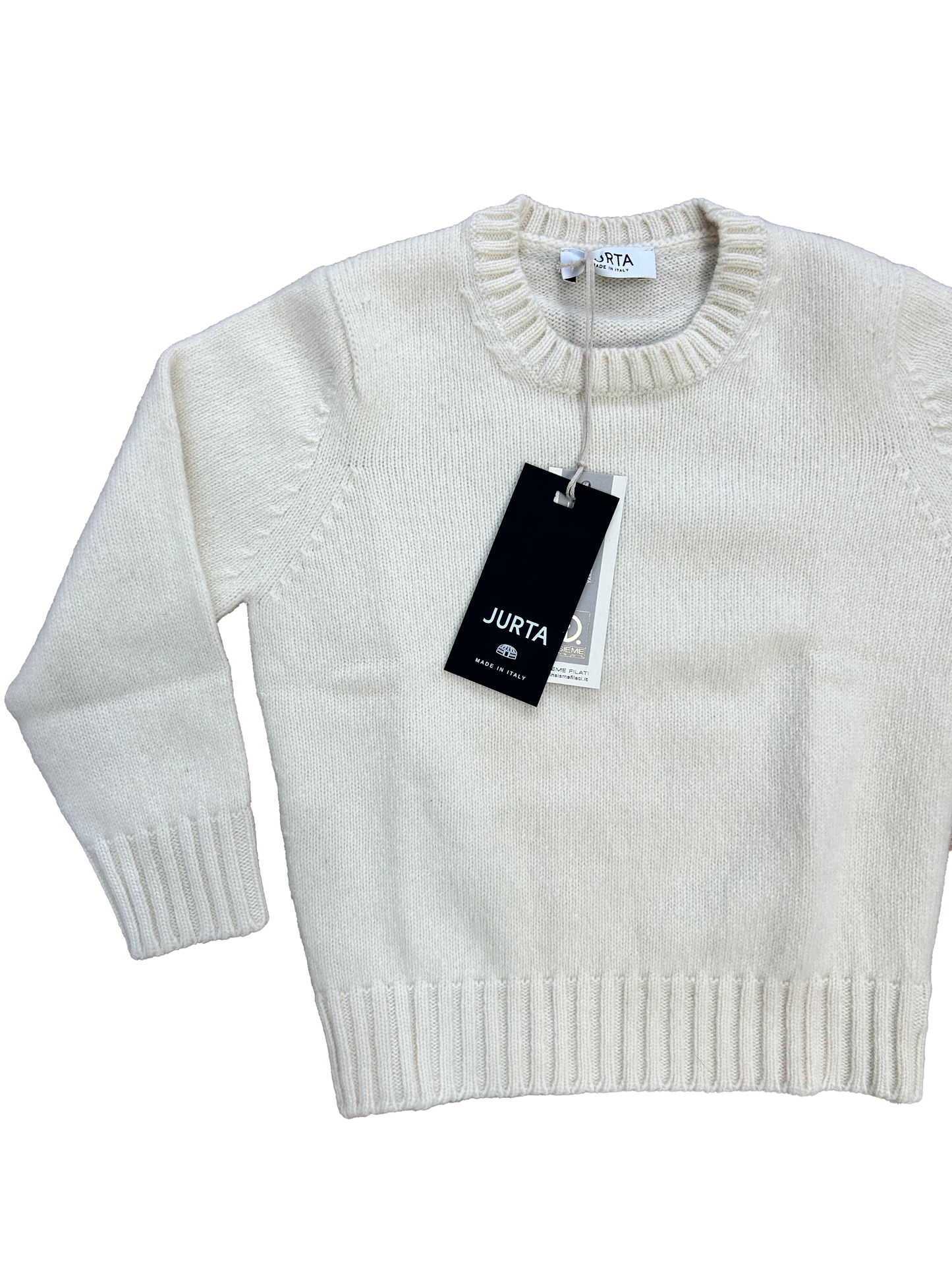 Maglioncino Jurta girocollo panna lana merino e cachemire