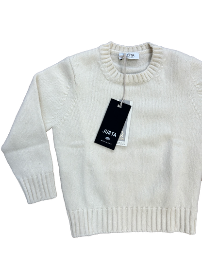 Maglioncino Jurta girocollo panna lana merino e cachemire