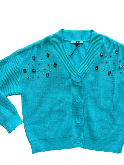 Cardigan verde acqua