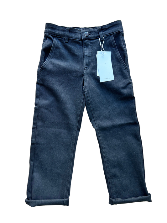 Jeans lavaggio nero elasticizzato con tascone laterale per bambini e ragazzi 