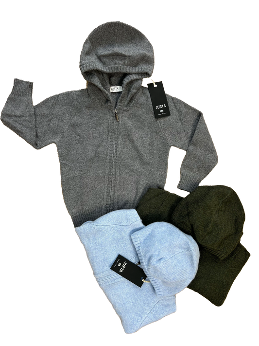 maglioncini con zip in lana merino e cachemire per bambini