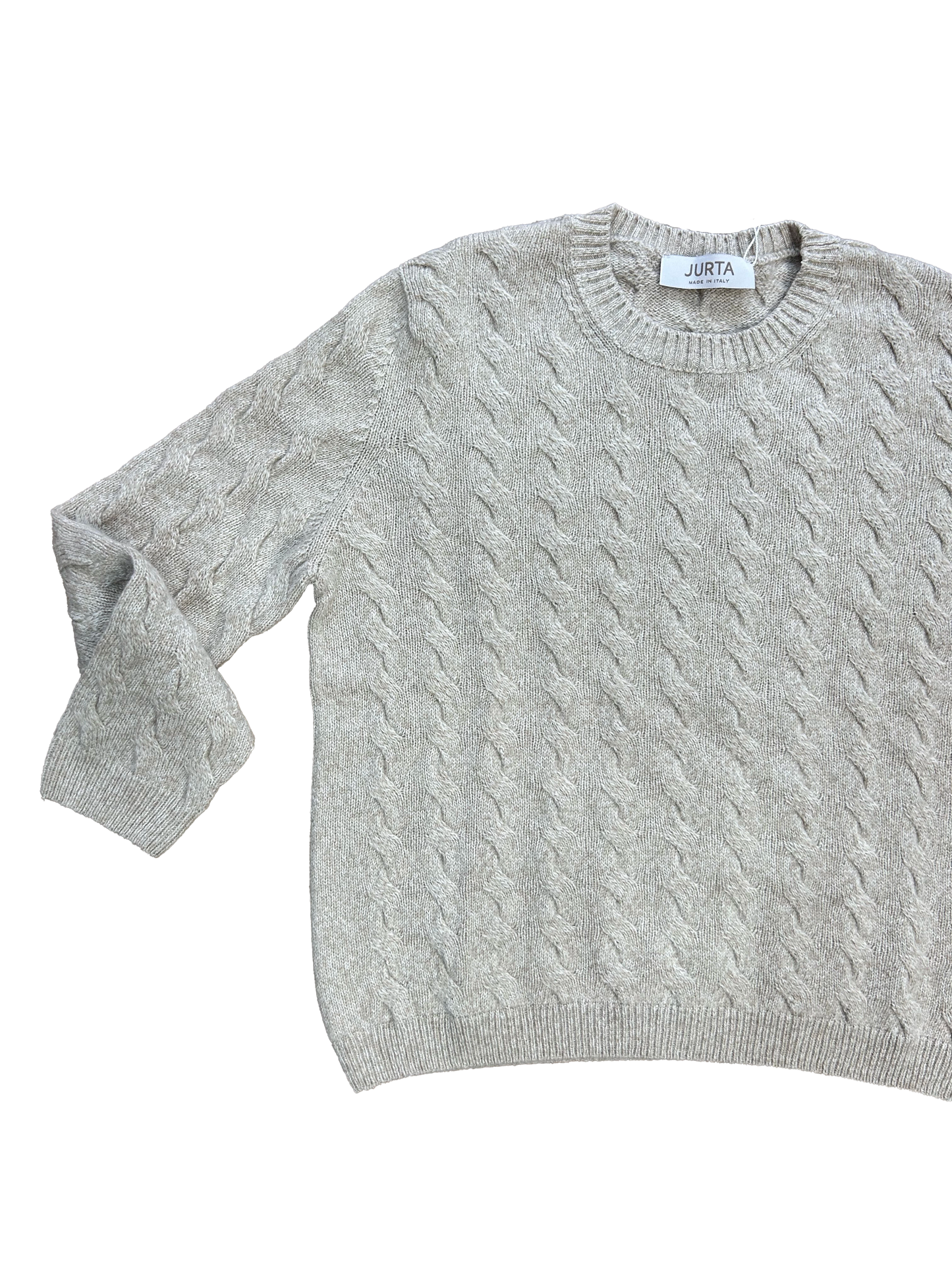 Maglioncino beige con trecce misto lana