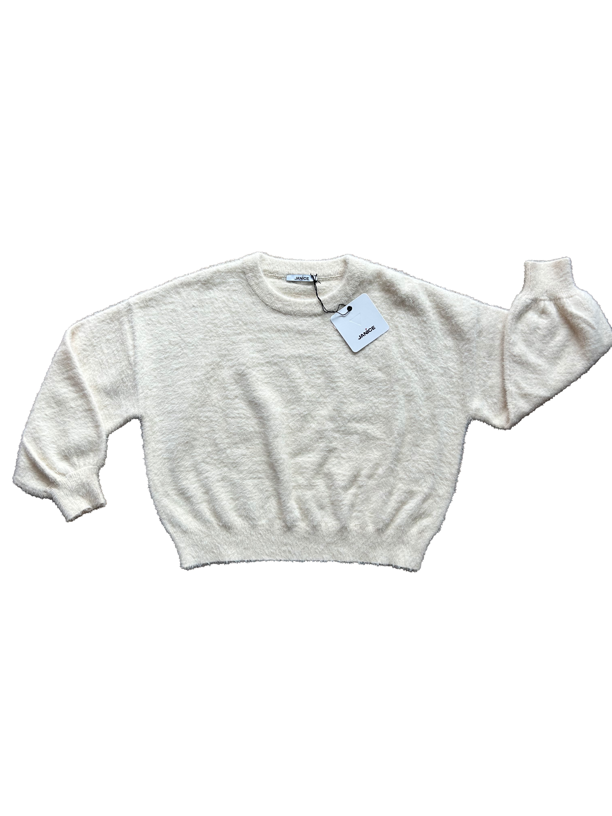 maglioncino panna effetto peluche per bambina e ragazza