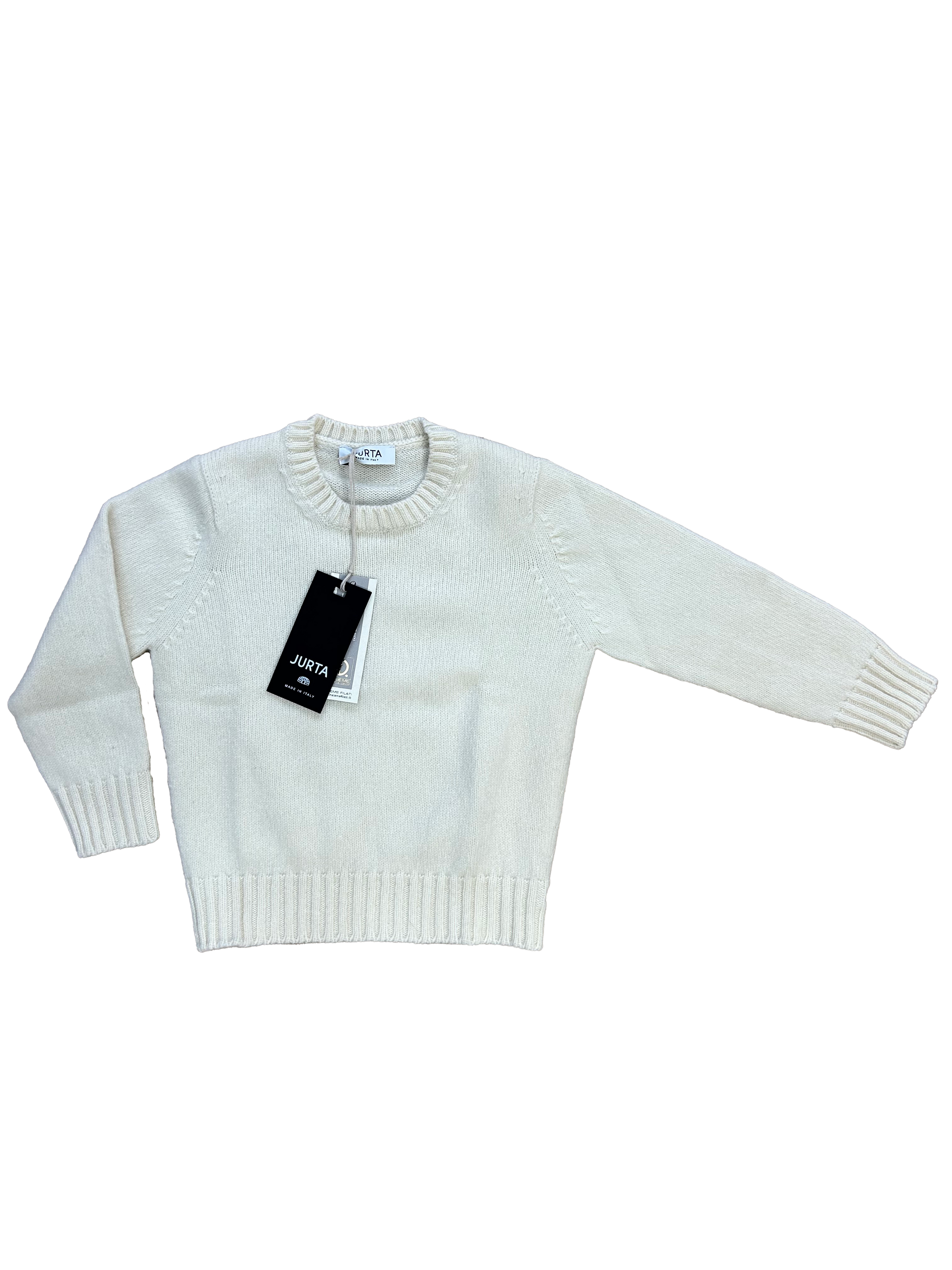 maglione girocollo panna lana merino e cashmere per bambino