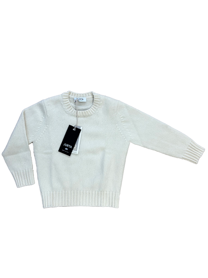 maglione girocollo panna lana merino e cashmere per bambino