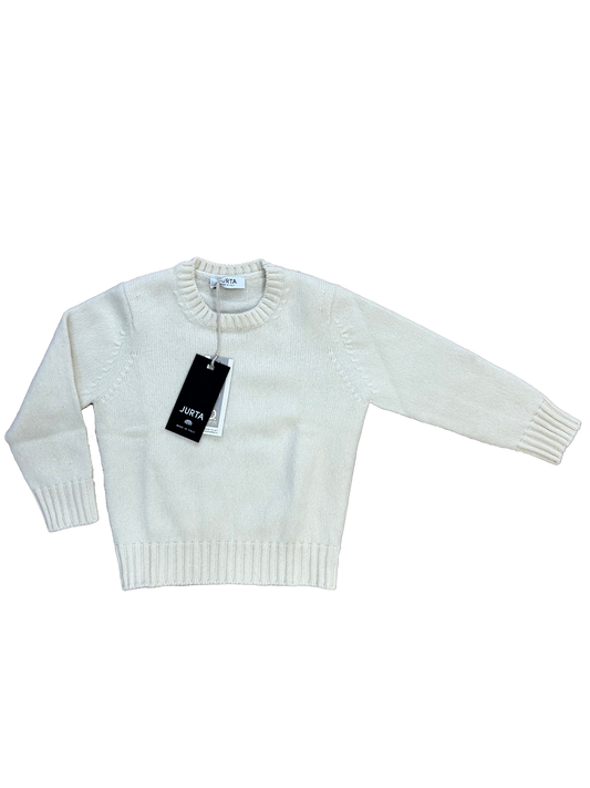maglione girocollo panna lana merino e cashmere per bambino