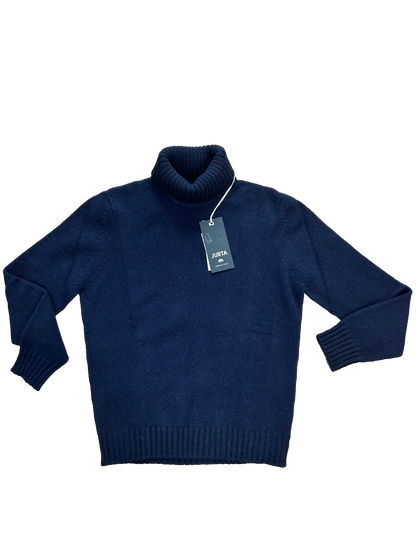 maglione blu navy in lana merino e cashmere per bambino