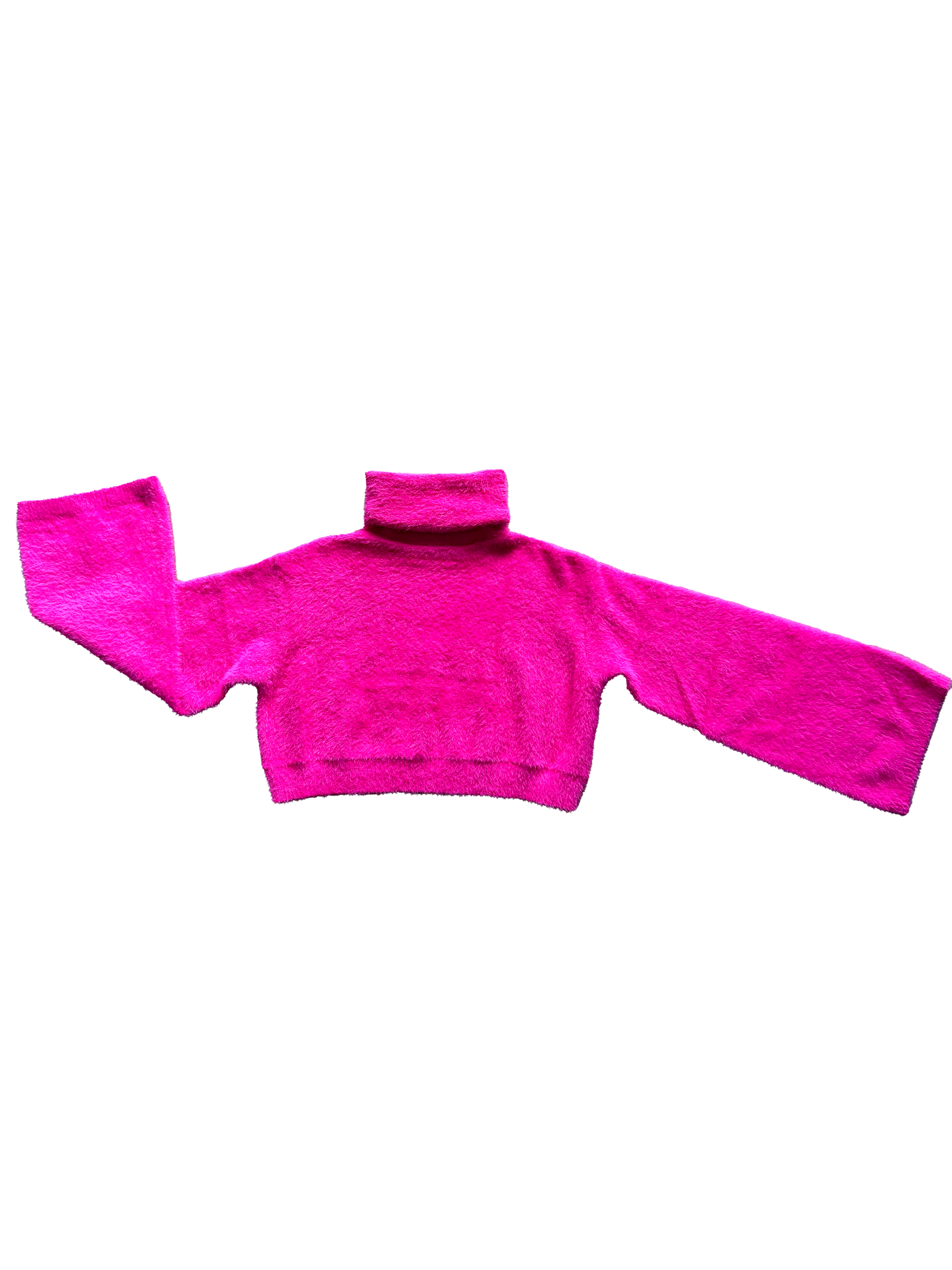 maglione fucsia janice crop con manica a campana