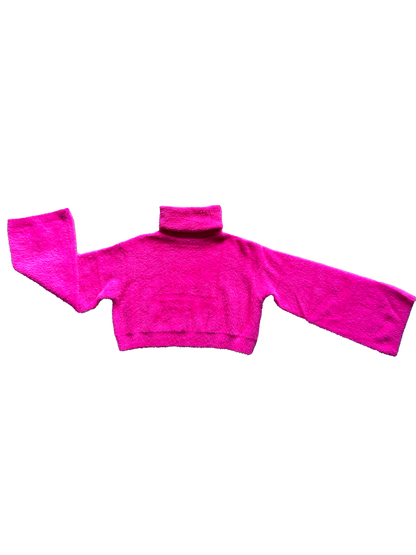 maglione fucsia janice crop con manica a campana