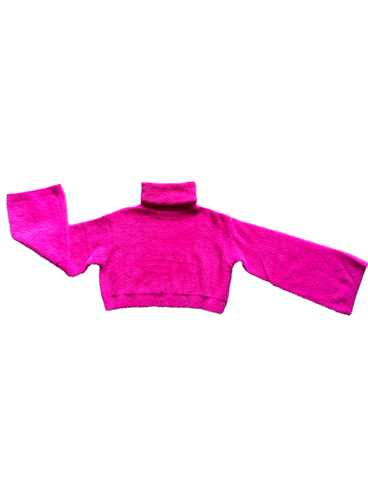 maglione fucsia janice crop con manica a campana