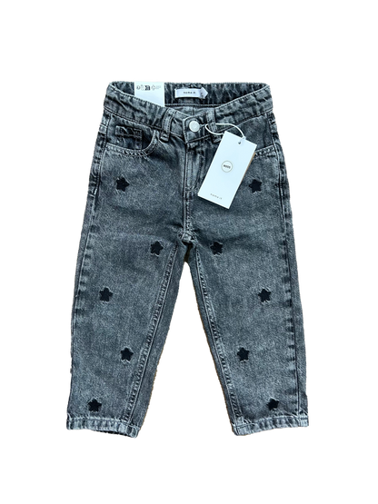 jeans name it baggy grigio con stelline ricamate nere