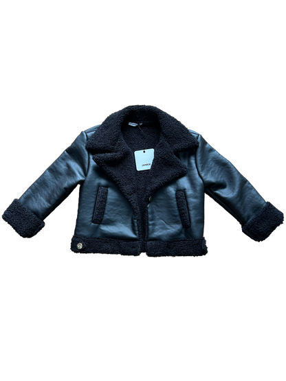 montone in ecopelle nero janice per bambina e ragazza