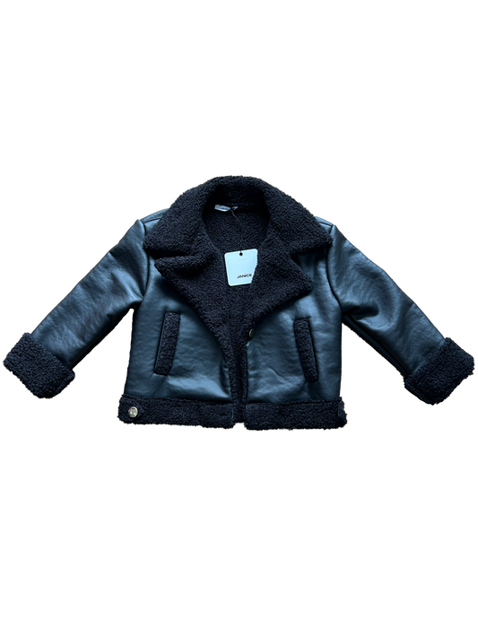 montone in ecopelle nero janice per bambina e ragazza