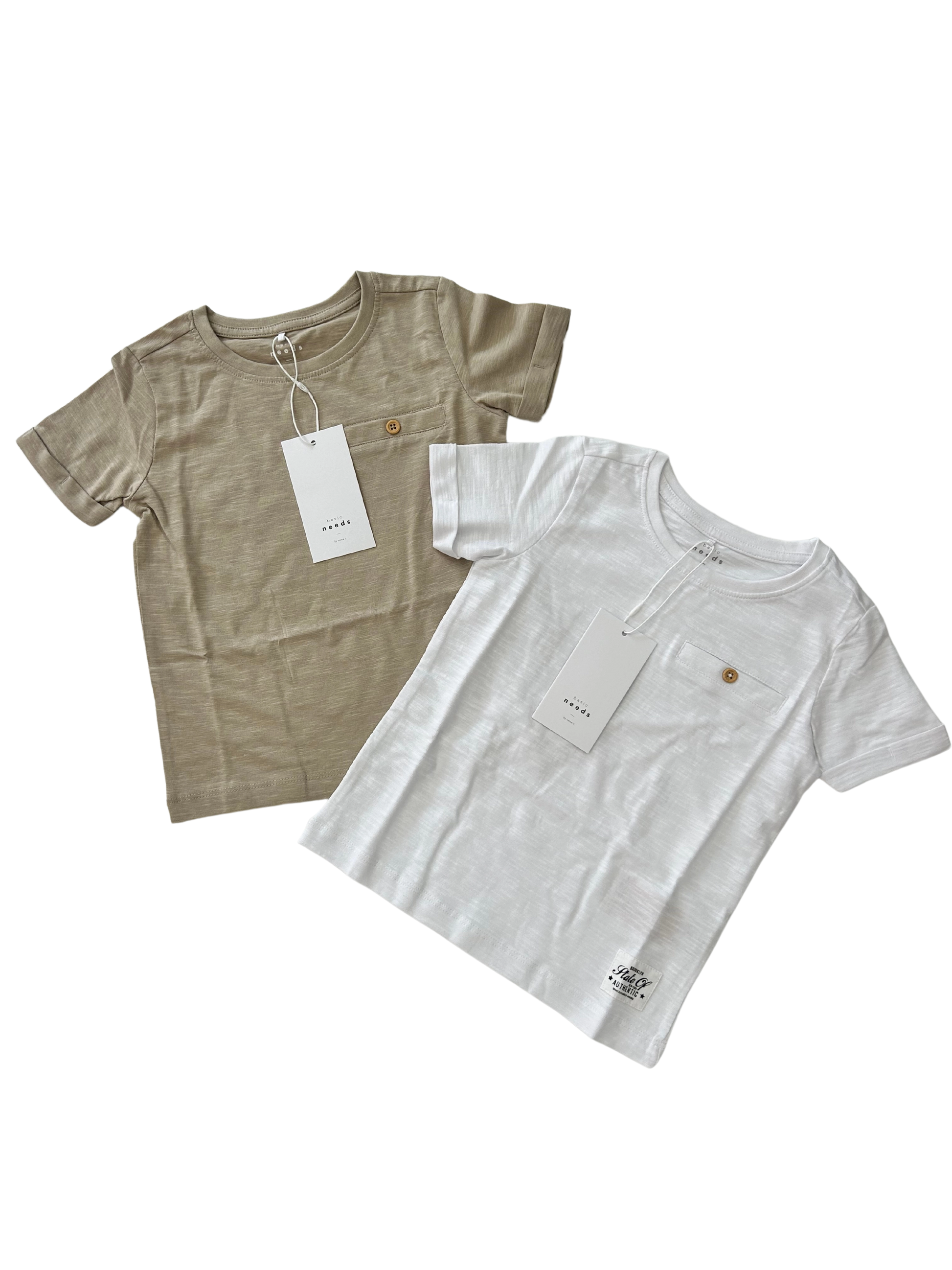 T-shirt name it basic bianca e beige per bambini e ragazzi