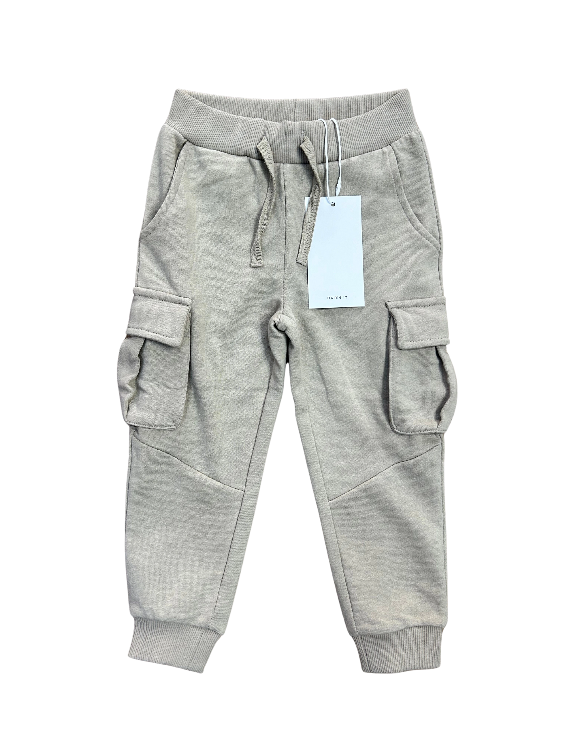 pantalone in cotone sportivo modello cargo beige nameit per bambino 