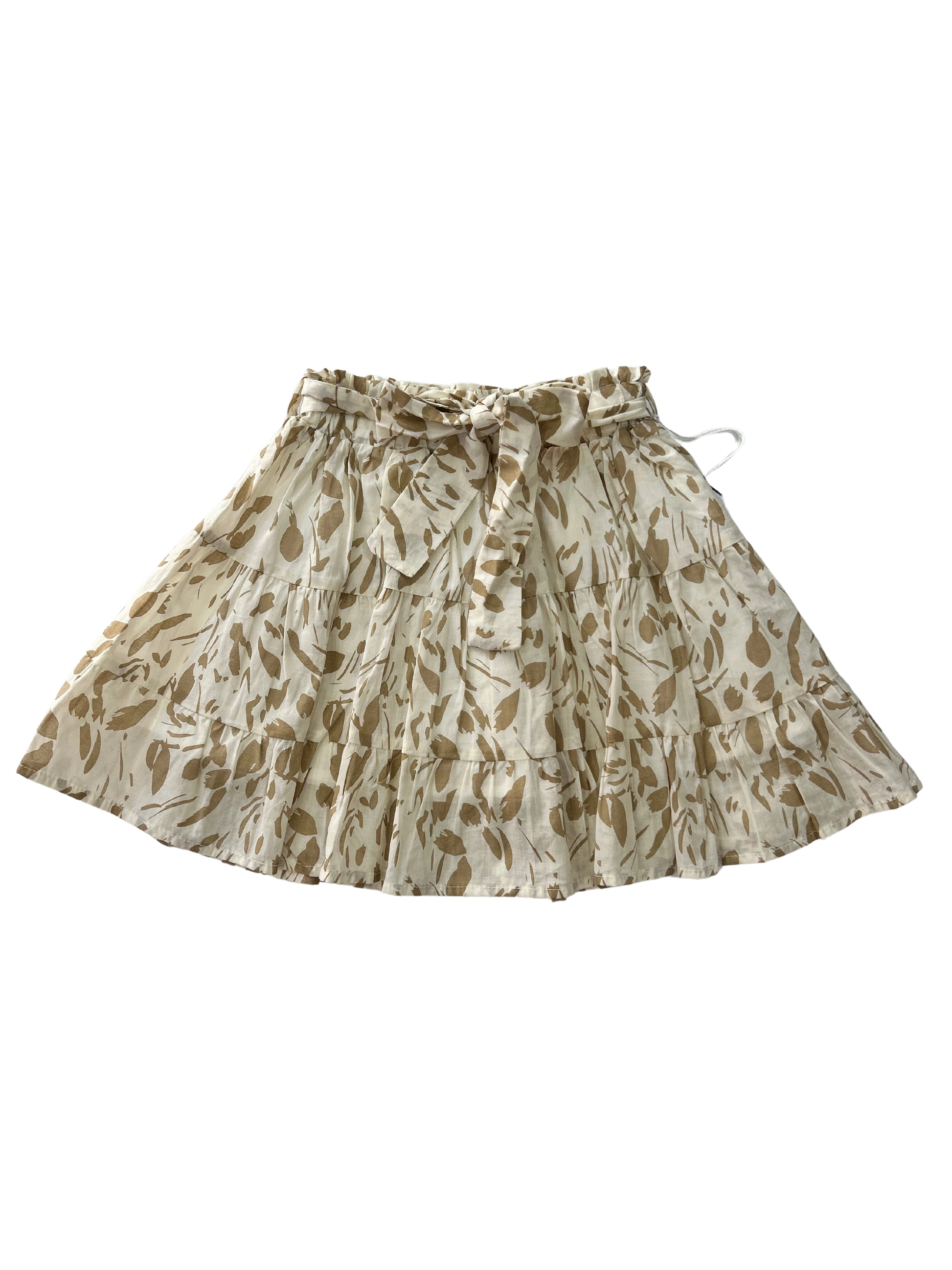 gonna yclu in cotone bianca e beige in saldo per bambina