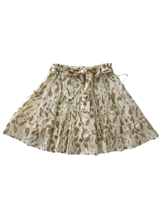 gonna yclu in cotone bianca e beige in saldo per bambina