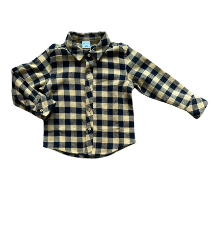 camicia a quadri gialla e nera per neonato