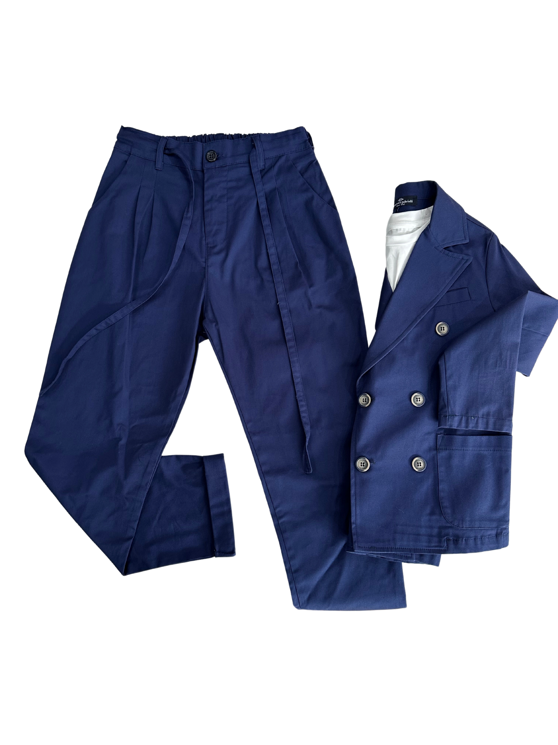 completo con giacca doppiopetto e pantalaccio blu navy per bambino e ragazzo