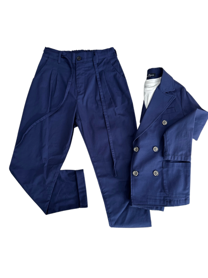completo con giacca doppiopetto e pantalaccio blu navy per bambino e ragazzo