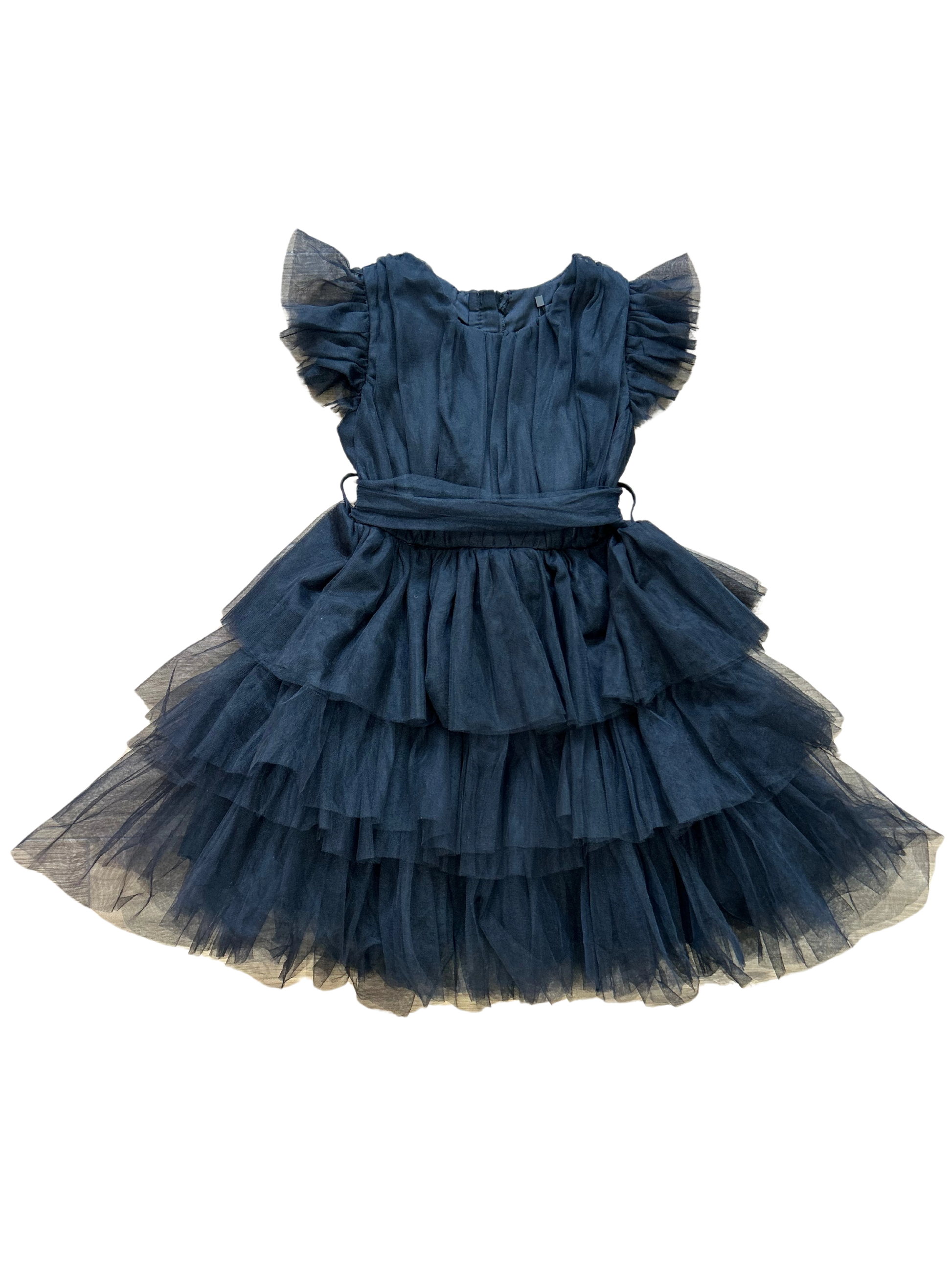 abito nero in tulle con fiocco sul retro per bambina