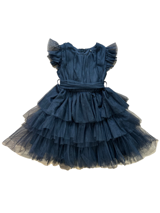 abito nero in tulle con fiocco sul retro per bambina