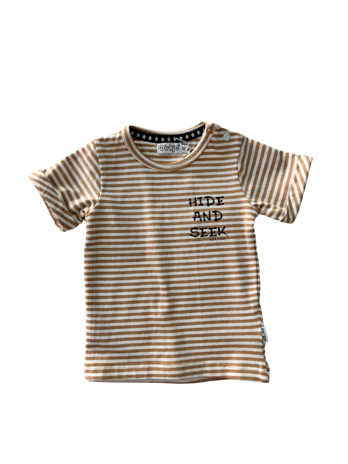 t-shirt dirkje per neonato a righe bianco e beige scontata