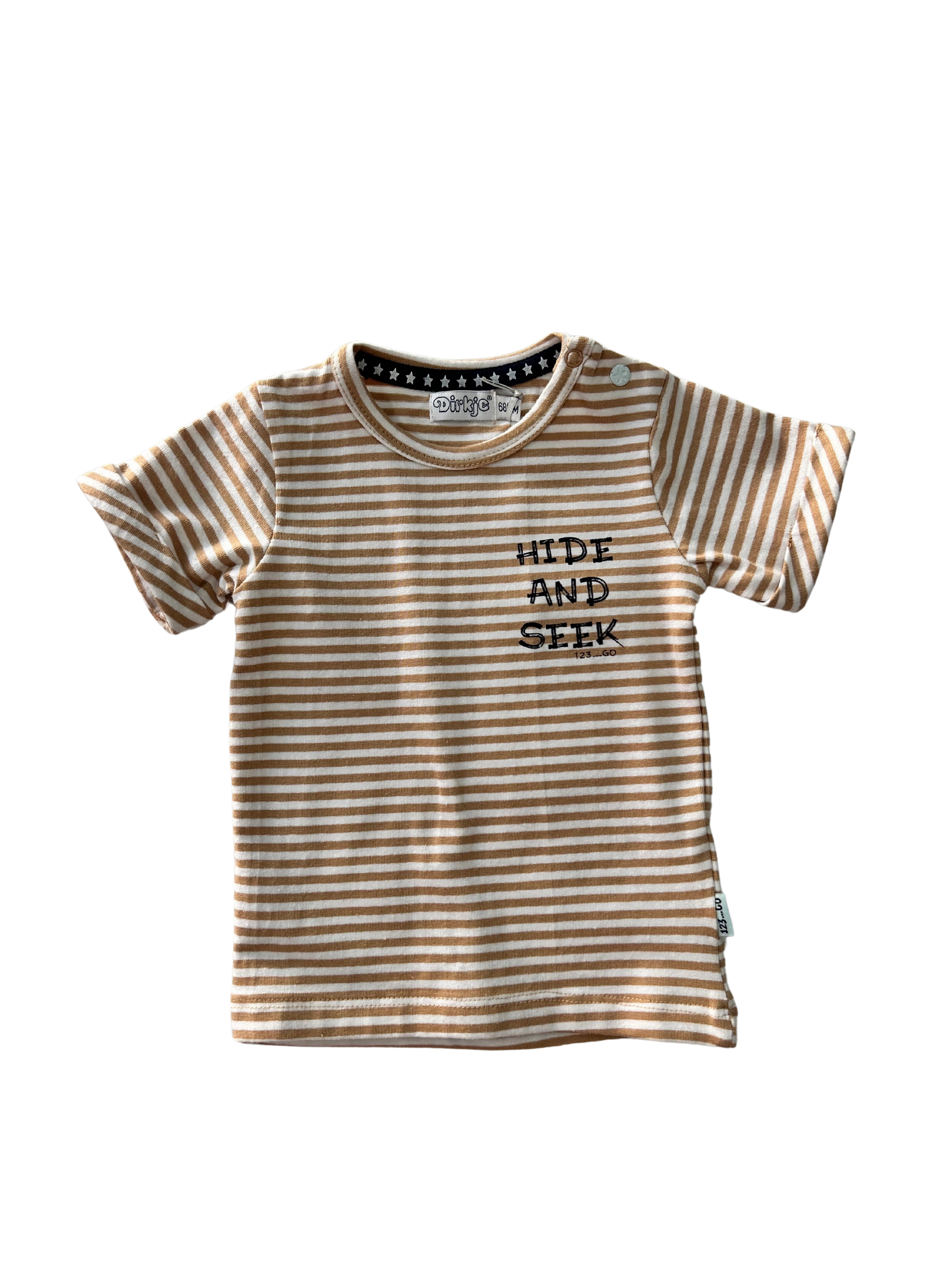 t-shirt dirkje per neonato a righe bianco e beige scontata