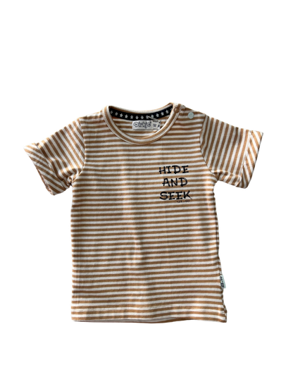 t-shirt dirkje per neonato a righe bianco e beige scontata