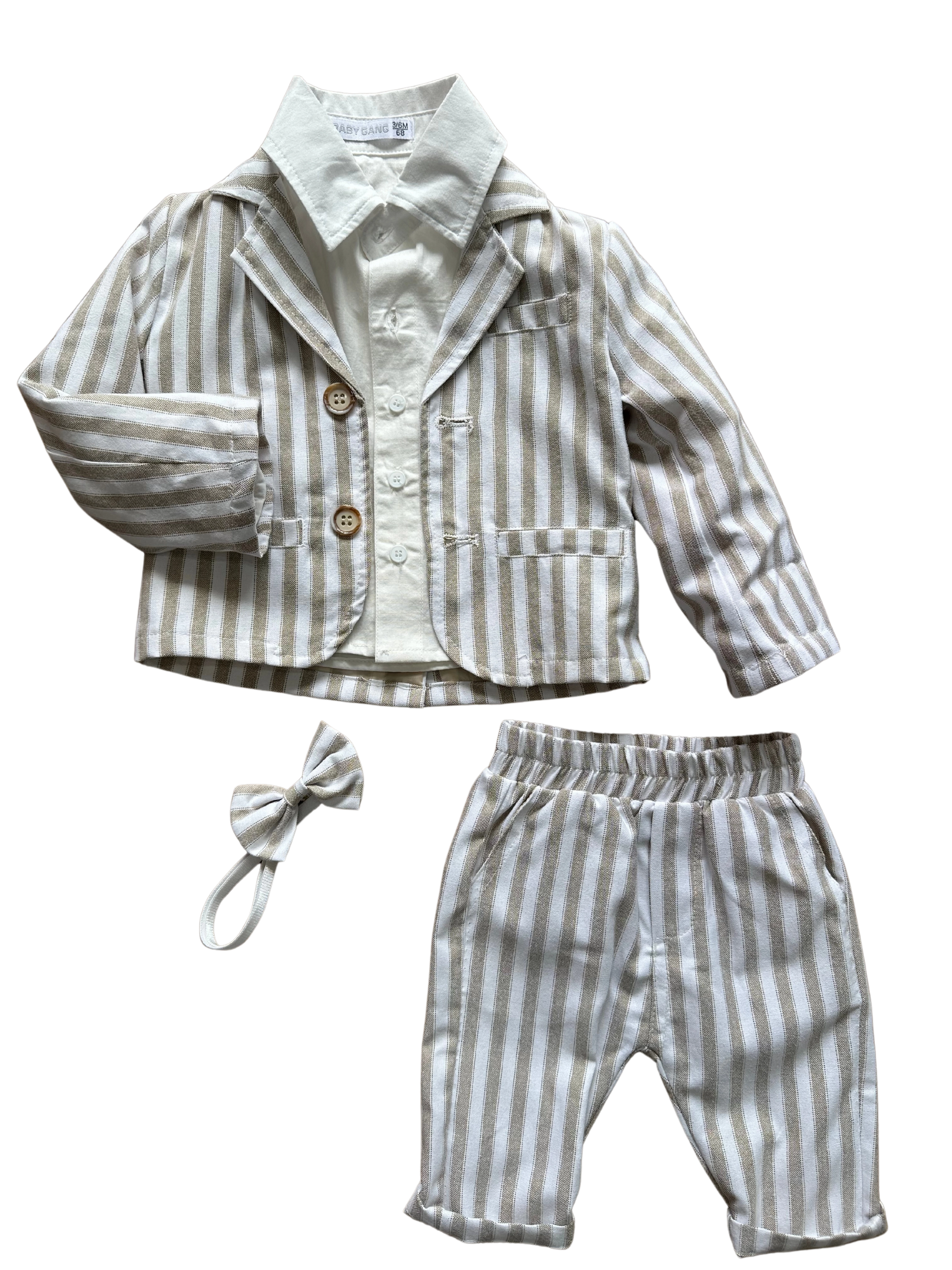 abito completo a righe per neonato in cotone