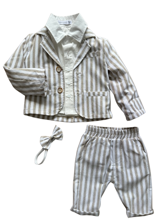 abito completo a righe per neonato in cotone