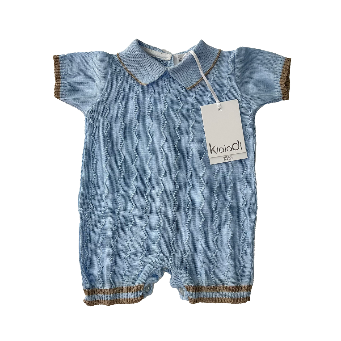 Pagliaccetto in filo azzurro e beige