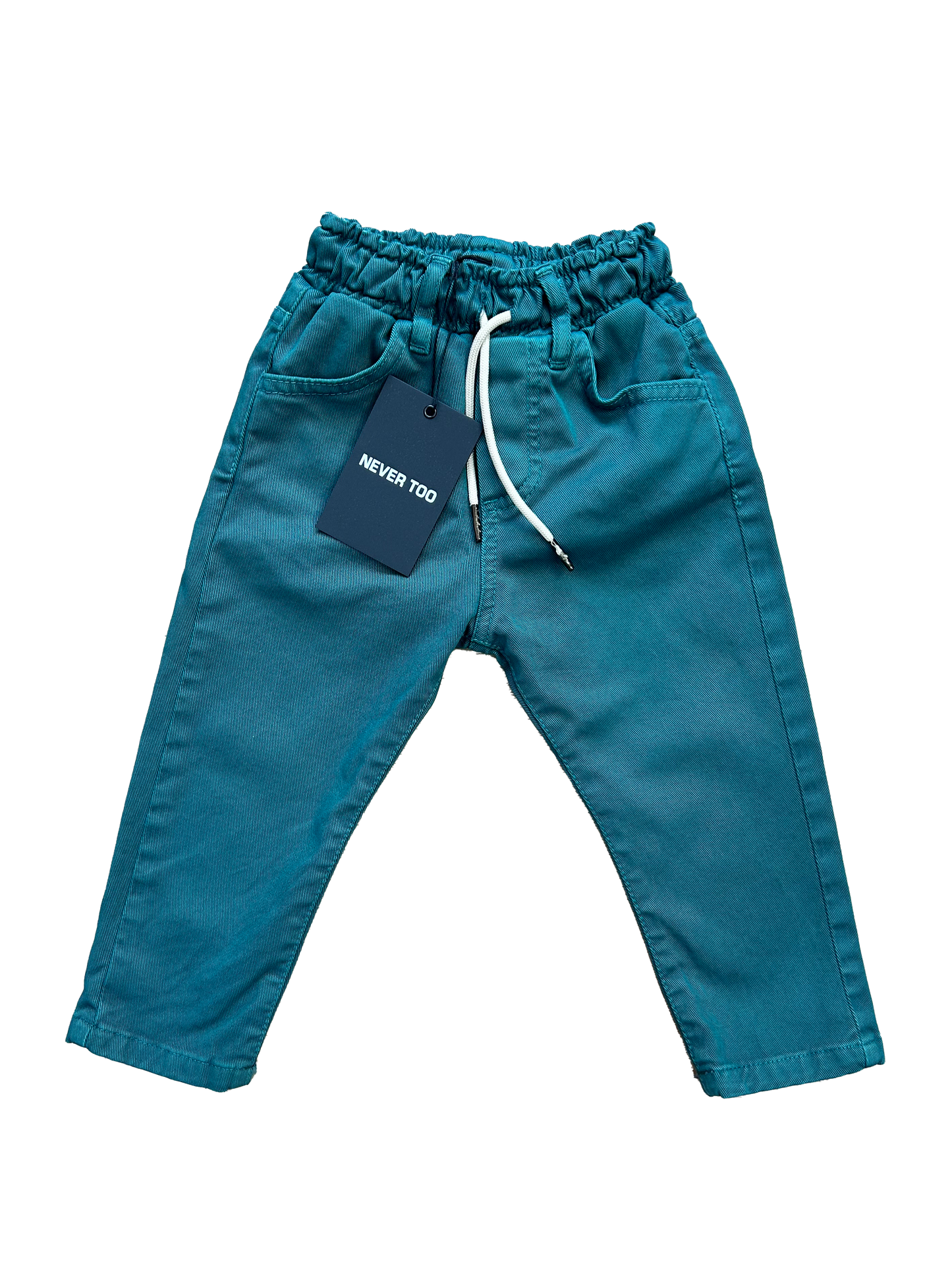 jeans con elastico color petrolio per neonato e bambino