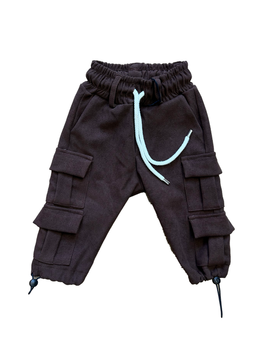 Pantalaccio cargo never too marrone per neonato e bambino