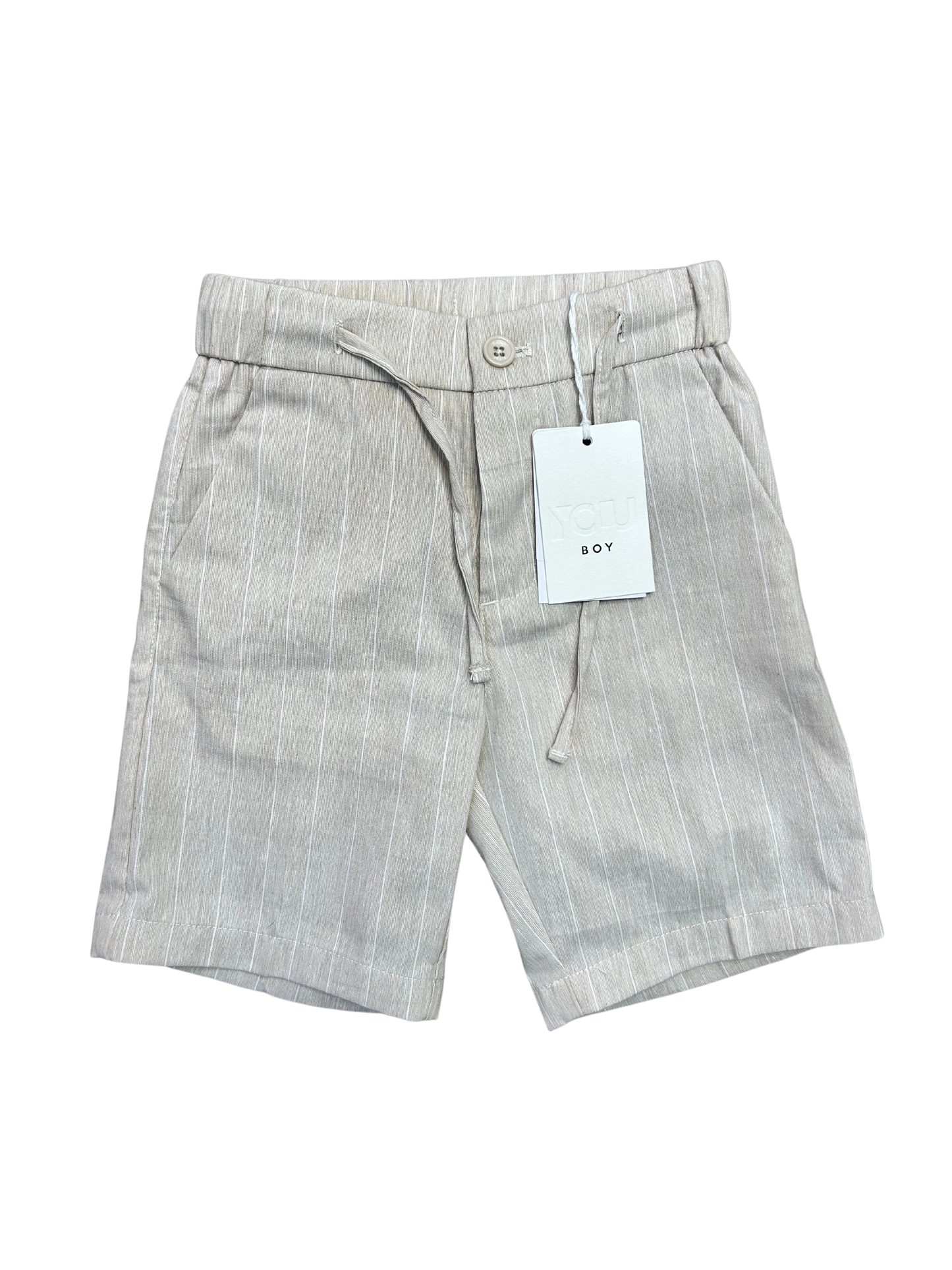 pantaloncino gessato beige per bambino e ragazzo