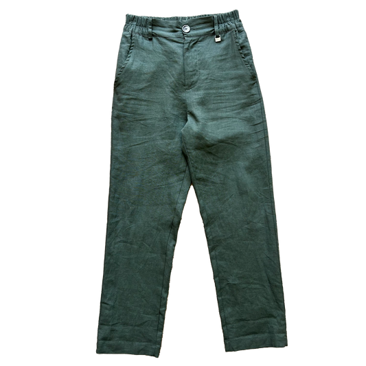 Pantalone misto lino verde