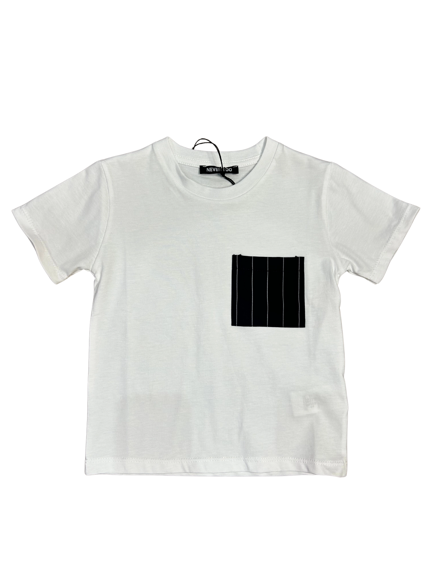 shirt in cotone con taschino gessato blu per bambino