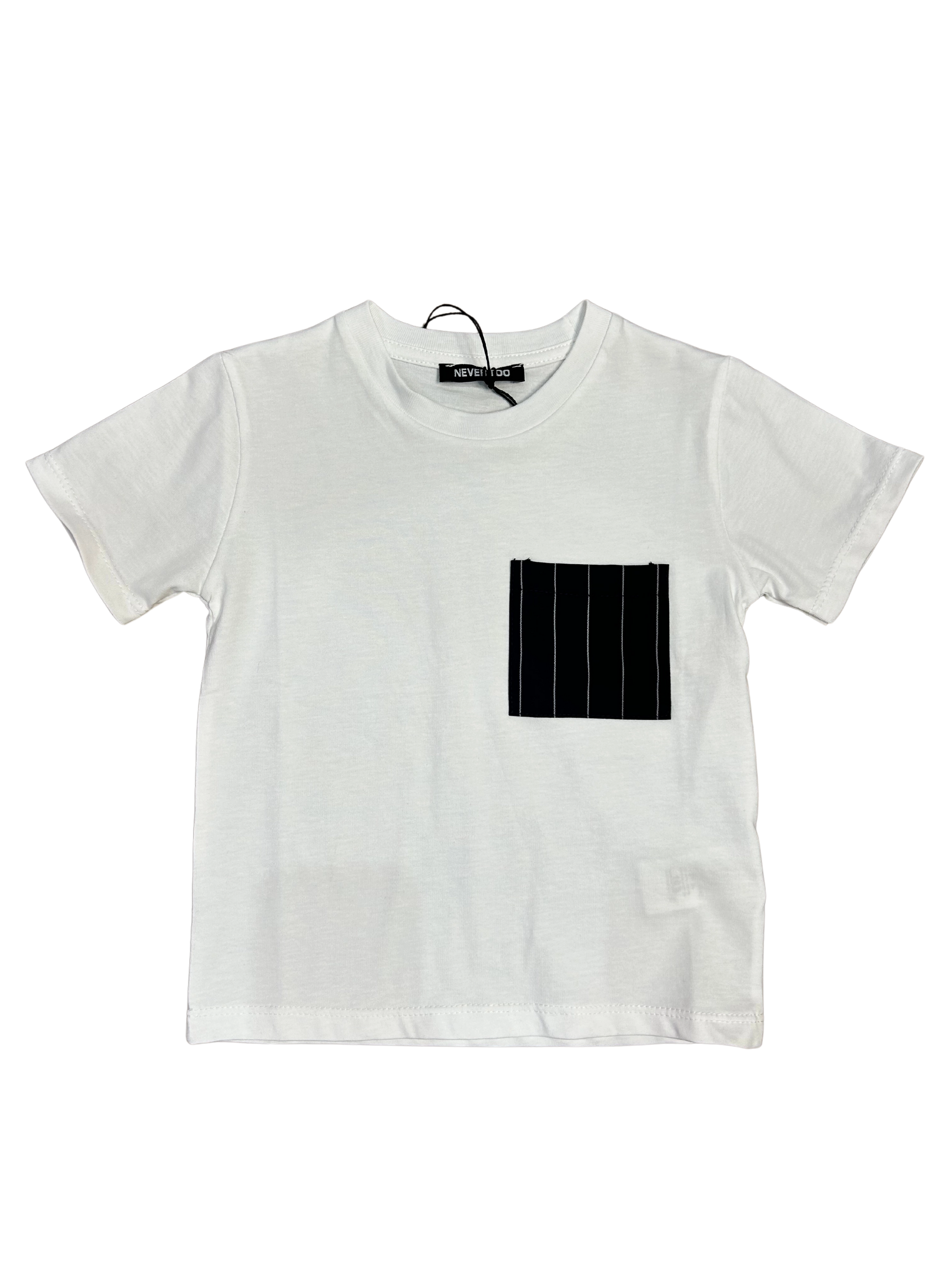 shirt in cotone con taschino gessato blu per bambino