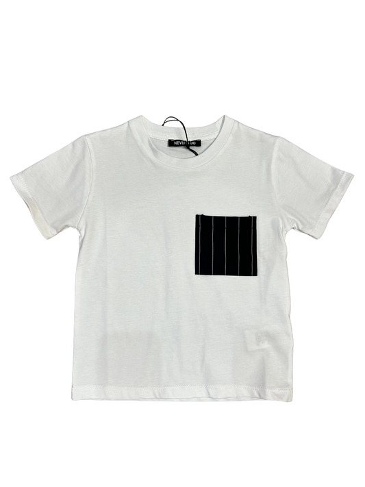 shirt in cotone con taschino gessato blu per bambino