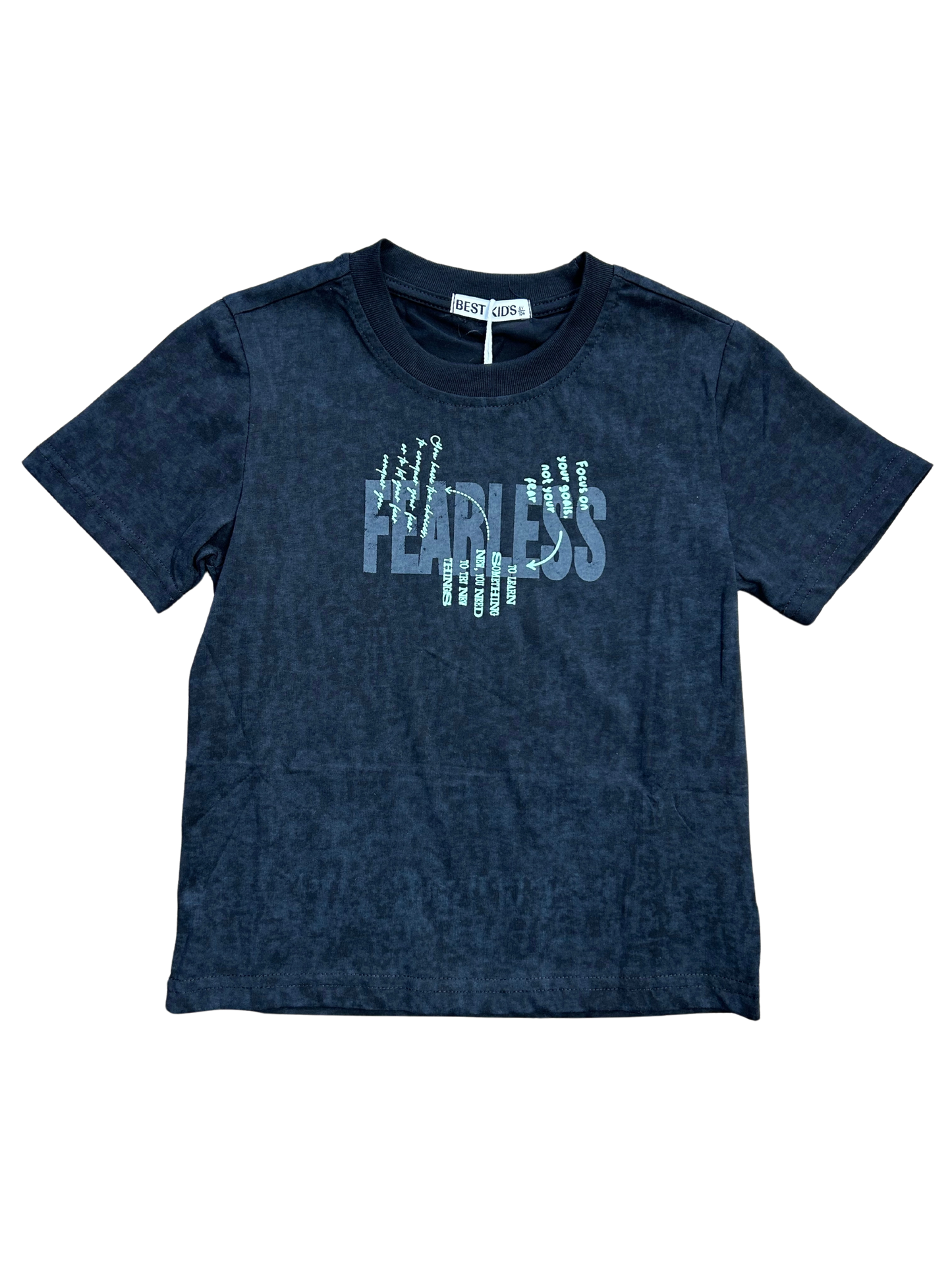 t-shirt grigia delevata con stampa avanti e dietro per bambino