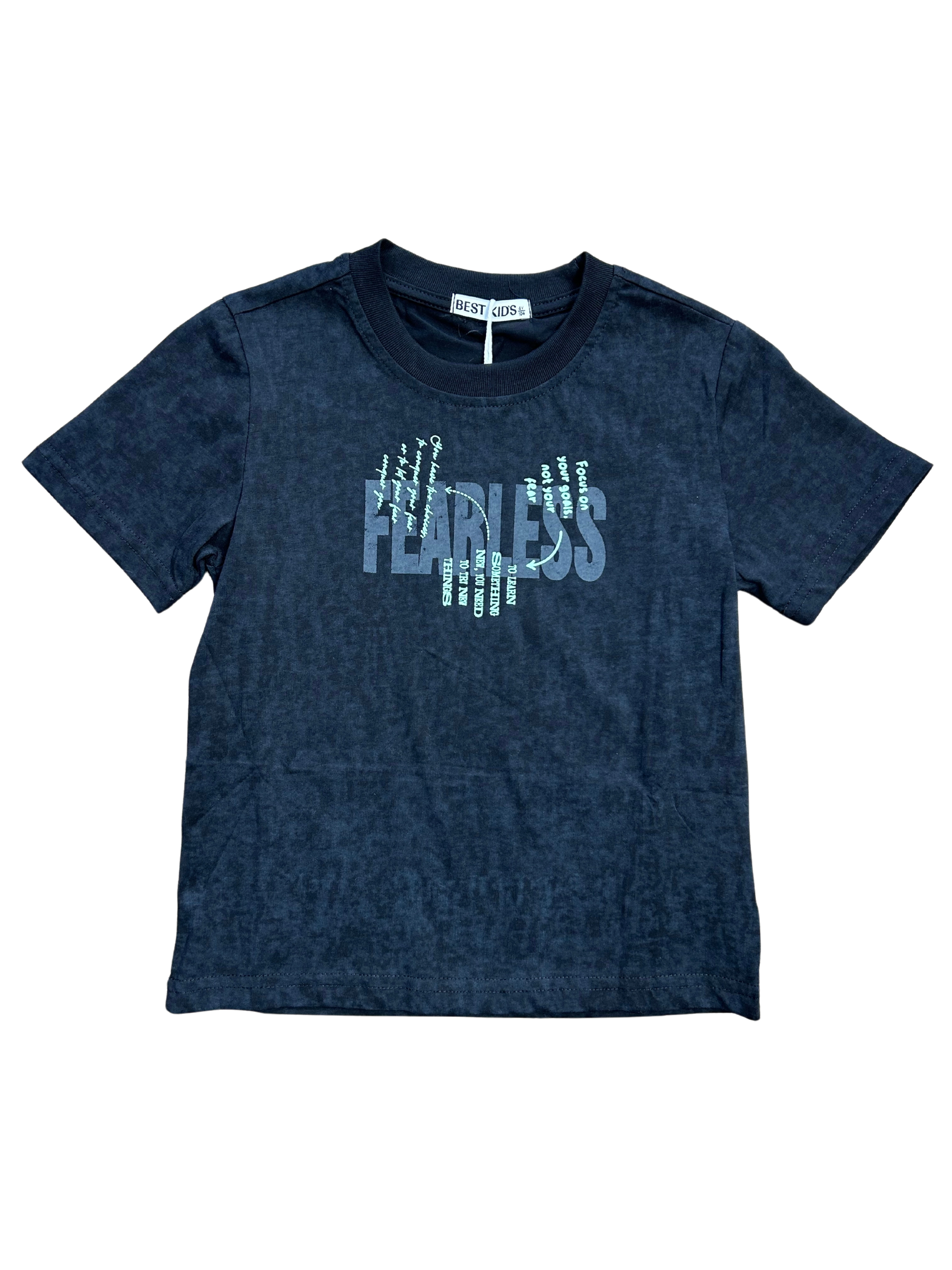 t-shirt grigia delevata con stampa avanti e dietro per bambino