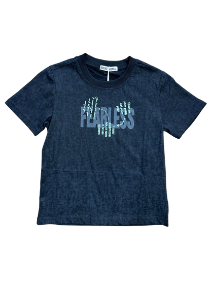 t-shirt grigia delevata con stampa avanti e dietro per bambino